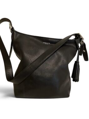 Coach Legacy Leather Tassel Duffle Hobo Bag Black Style 19889